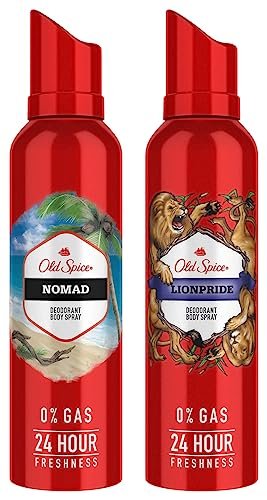Old Spice Deodorant Pack (Lionpride + Nomad), No Gas 24 hour Long Lasting Freshness, Deodorant Perfume Body Spray For Men, 140ml each, Pack of 2 Old Spice Deodorant Pack (Lionpride + Nomad), No Gas 24 hour Long Lasting Freshness, Deodorant Perfume Body Spray For Men, 140ml each, Pack of 2