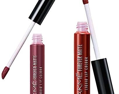 LAKMÉ Forever Matte Liquid Lip Colour, Mauve Party, 5.6ml & Lakme Forever Matte Liquid Lip Colour, Red Cherry, 5.6 ml