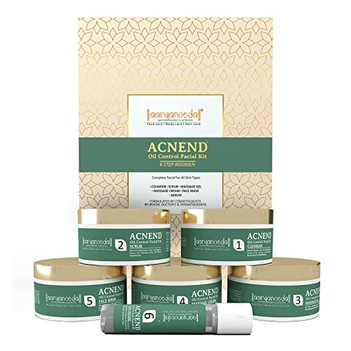 Aryanveda Anti Acne Oil Control Facial Kit for Glowing Skin (260g), Reduces Pimple scars, Controls Sebum Production, Removes Dirt & Grime, All Skin Types Face Pack for Men and Women (6 Units) Aryanveda Anti Acne Oil Control Facial Kit for Glowing Skin (260g), Reduces Pimple scars, Controls Sebum Production, Removes Dirt & Grime, All Skin Types Face Pack for Men and Women (6 Units)