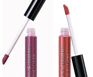 Lakmé Forever Matte Liquid Lip Colour, Mauve Fling, 5.6 ml & Lakme Forever Matte Liquid Lip Colour, Coral Sense, 5.6 ml