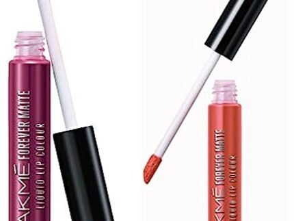 LAKMÉ Forever Matte Liquid Lip Colour, Wine Glow, 5.6ml & Lakme Forever Matte Liquid Lip Colour, Orange Tango, 5.6 ml