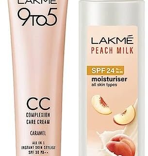 LAKMÉ Peach Milk Lotion Moisturizer SPF 24 PA++, 200ml & Lakme CC caramel 30g