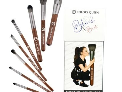 Colors Queen Blend & Buff Makeup Brush Set of 8 with Holder | Easy to Hold & Precise Application for Liquid, Cream & Powder | Multifunctional Face & Eye Makeup Brush Set with Ultra Soft Bristles