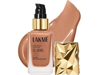 LAKME Be-Jewel Luminous Skin Tint, 25ml, for Radiant, Smooth and Luminous Finish, with Light-Reflecting Polymers, 24HR Filter-Like Wear, Foundation for Women Dry Skin, for Women – Neutral Honey