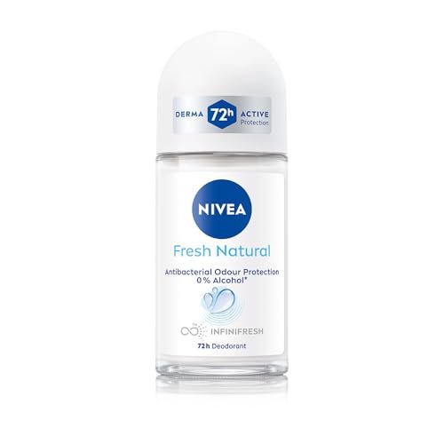 NIVEA Fresh Natural Roll On Deodorant | 72H Long Lasting Freshness | Fights Bacteria and Bad Odour | Mild Soothing Fragrance | With Ocean Extracts | 0% Alcohol | Dermatologically Approved & Paraben Free Formula | 50ml NIVEA Fresh Natural Roll On Deodorant | 72H Long Lasting Freshness | Fights Bacteria and Bad Odour | Mild Soothing Fragrance | With Ocean Extracts | 0% Alcohol | Dermatologically Approved & Paraben Free Formula | 50ml