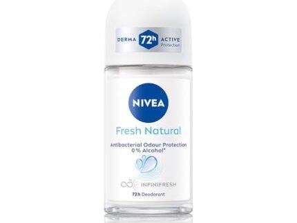 NIVEA Fresh Natural Roll On Deodorant | 72H Long Lasting Freshness | Fights Bacteria and Bad Odour | Mild Soothing Fragrance | With Ocean Extracts | 0% Alcohol | Dermatologically Approved & Paraben Free Formula | 50ml