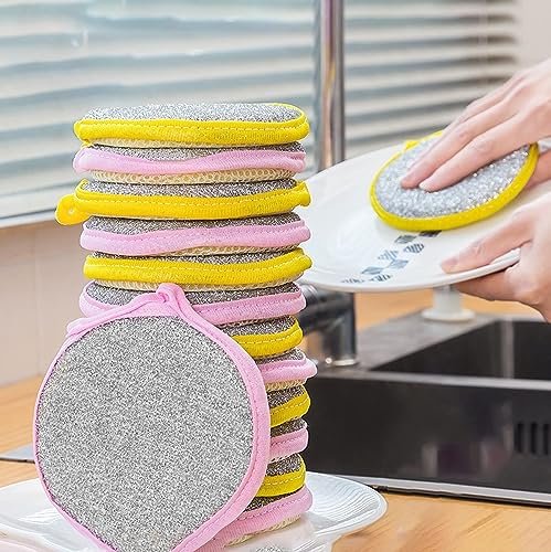 2-in-1 Dishwashing Scrub Pad – Double-Sided Wire Sponge & Soft Dish Cloth | Multipurpose Stainless Steel Scrubber for Utensils, Cookware, Pots & Pans Cleaning – Multicolor (5) 2-in-1 Dishwashing Scrub Pad – Double-Sided Wire Sponge & Soft Dish Cloth | Multipurpose Stainless Steel Scrubber for Utensils, Cookware, Pots & Pans Cleaning – Multicolor (5)