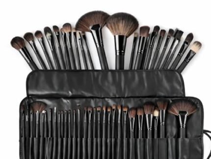 24 in 1 Professional Makeup Brush Set with PU Leather Case | Soft Synthetic Bristles | Full Face Makeup Brushes for Foundation, Powder, Blush, Eyeshadow & Lip