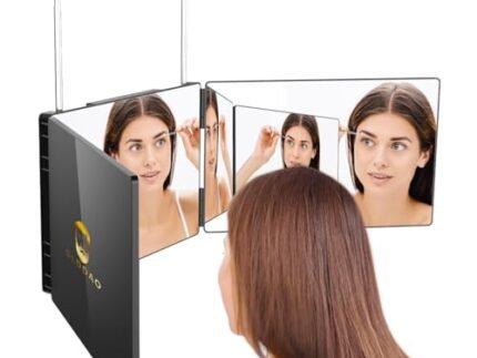 3 Way Mirror for Self Hair Cutting, 360 Trifold Barber Mirrors 3 Sided Makeup Mirror to See Back of Head, Used for Hair Coloring, Braiding, DIY Haircut Tool are Good Gifts for Men Women
