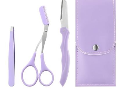 3-in-1 Professional Eyebrow Grooming Kit | Eyebrow Razor | Eyebrow Scissor Comb | Tweezer | For Instant & Painless Hair Removal At Home or On The Go | Precise & Safe Eyebrow Grooming Set