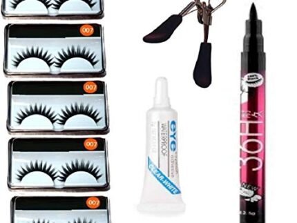 5 Pair Eyelash Glue Eyelash Curler With 36H Eyeliner Combo Kit