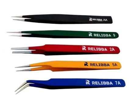 5 Pcs Tweezers Set for Electronics and Craft, ESD Multi-purpose Tweezer Anti-Static Professional Tweezers for Precision Repairing