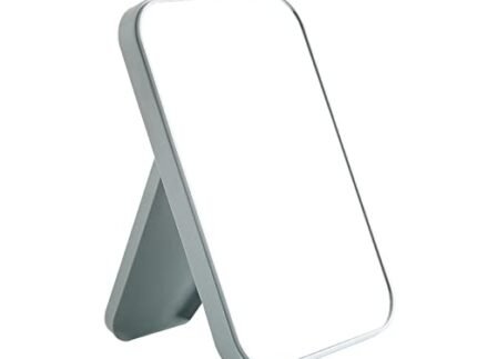 6-Inch Makeup Mirror Foldable Makeup Mirror with Stand on countertop, Large Mirror Face Portable Beauty Mirror Fashion Travel Mirror Adjustable Simple Makeup Mirror (Blue)