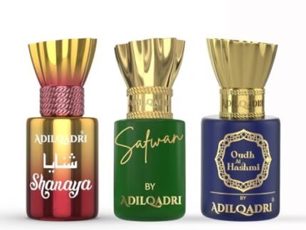 Adilqadri Shanaya Safwan & Oudh Al Hashmi Attar Combo Pack | Arabic & French Blend, Fruity & Sweet Fragrance | Non-Alcoholic Roll-On Attar for Men & Women | Ideal Gift for Him & Her | 3 x 5.5 ML