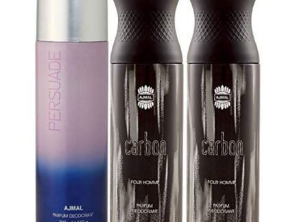 Ajmal 1 Persuade for Men & Women and 2 Carbon for Men High Quality Deodorants each 200ML Combo pack of 3 (Total 600ML)