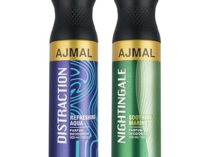 Ajmal Distraction & Nightingale Deodorant Combo pack of 2-200 ml each for Men and Women Aromatic, Woody Marine