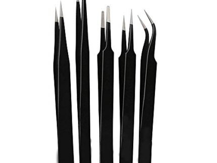 Alis 5 Pcs ESD Precision Multifunction Tweezers Set, Upgraded Anti-Static Professional Tweezers Precision for Eyebrows, Women, Splinter & Ingrown Hair Removal, Electronic Repairing.