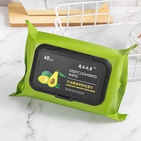 Avocado Moisturizing Deep Cleasing Wipes | Makeup Remover Facial Wipes | Cucumber & Vitamin E Makeup Remover Wipes Hydrating, Refreshing, Soothing -Makeup Wipes (pack of 1) Avocado Moisturizing Deep Cleasing Wipes | Makeup Remover Facial Wipes | Cucumber & Vitamin E Makeup Remover Wipes Hydrating, Refreshing, Soothing -Makeup Wipes (pack of 1)