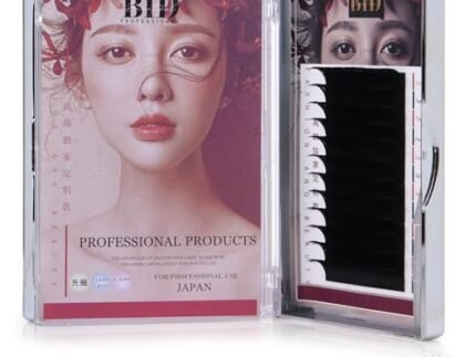 BID Easy Fan Eyelash D Curl Extensions – Matte Black Natural Soft Volume Lashes, 12 Rows, Lightweight Lash Extension Fans for Professional Salon (12mm, D Curl (0.05D))