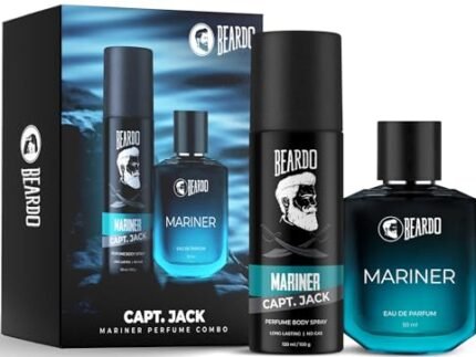 Beardo Mariner Perfume EDP 50ml & Mariner Captain Jack Perfume Body Spray 120ml for Men | Eau De Parfum | Long Lasting Perfume for Men | Deodorant Spray for Men | Day Time Fragrance | Fresh, Aqua Notes | Rakhi Gift for Brother