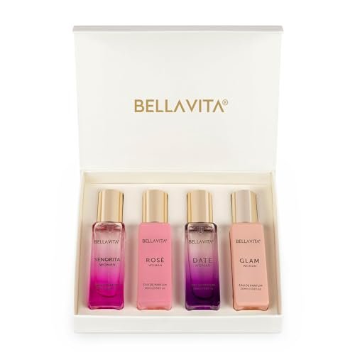 Bella Vita Luxury | Perfume Gift Set for Women | Perfume for Woman | Gifts for Woman | Long Lasting EDP 4x20ml | Floral & Fruity Fragrance | Date, Senorita, Glam, Rose Bella Vita Luxury | Perfume Gift Set for Women | Perfume for Woman | Gifts for Woman | Long Lasting EDP 4x20ml | Floral & Fruity Fragrance | Date, Senorita, Glam, Rose