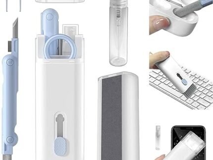 Brand Conquer 7 in 1 Multi-Function Laptop Cleaning Brush/Keyboard Cleaning kit/Gadget Cleaning kit Gap Duster Key-Cap Puller for Laptop,Monitor,Keyboard and Earphones with Spray Bottle (Blue)