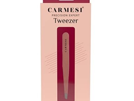Carmesi Precision Expert Tweezer | Slanted Tips for Easy Hair Removal | Suitable for Eyebrows, Upper Lip, Chin | Stainless Steel Blade | No Cuts | Rose Gold Colour