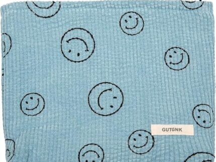 Cosmetic Bags for Women – Corduroy Cosmetic Bag Aesthetic Women Handbags Purses Smile Dots Makeup Organizer Storage Makeup Bag Girls Case Bags 25 x 5 x 18 cm Small (Blue)