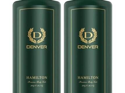 DENVER Hamilton Premium Body Talc – 300GM Each (Pack of 2) | Scented Talcum Powder for Men