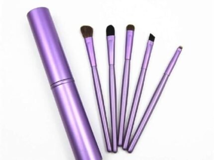 Digital Shoppy Professional Portable Makeup Brushes Set for Eyeshadow Eyeliner Eyebrow Lip Cosmetic Tools Kit- 5 Brushes (Purple)