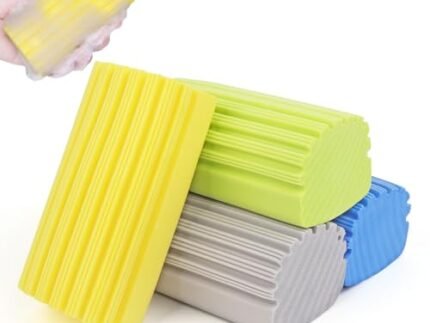 Dusting Sponge Damp Duster for Cleaning – 4 Packs Dust Sponge with Ridges Cleaning Tools, Reusable Duster Sponge Cleaning Supplies, Washable Wet Damp Duster Sponge Household for Kitchen, Bathroom