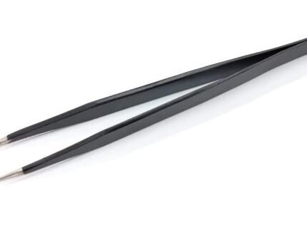 ERH India 1 Pc Black Tweezer Straight for Electronics Repair Insulated Stainless Steel Anti-Static Precision Tweezer for Microscope Assembly, Material Science, Multiple Applications etc.