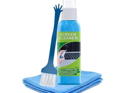 Eightiz (Pack of 1) 3-in-1 Screen Cleaning Kit with Soft Brush & Microfiber Cloth | 100ml Cleaner Spray for Laptop, PC, LED, LCD, Mobile, TV & Electronics,Glass,Outdoor (Blue)
