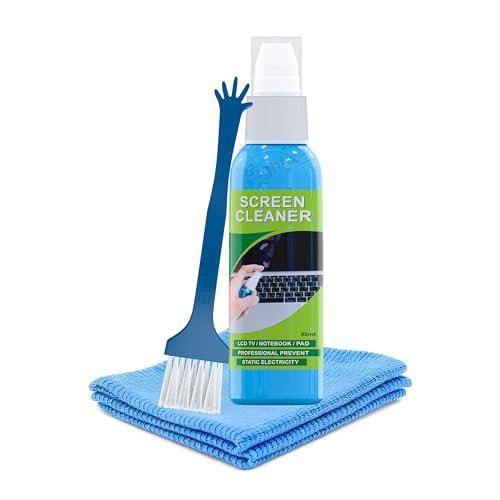 Eightiz (Pack of 1) 3-in-1 Screen Cleaning Kit with Soft Brush & Microfiber Cloth | 100ml Cleaner Spray for Laptop, PC, LED, LCD, Mobile, TV & Electronics,Glass,Outdoor (Blue) Eightiz (Pack of 1) 3-in-1 Screen Cleaning Kit with Soft Brush & Microfiber Cloth | 100ml Cleaner Spray for Laptop, PC, LED, LCD, Mobile, TV & Electronics,Glass,Outdoor (Blue)