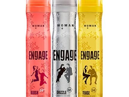 Engage Combo Pack Deo Spray for Women (Blush, Drizzle and Tease), Skin Friendly, (Pack of 3; 150ml Each), 450ml