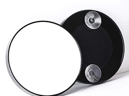 FLEXER Plastic 10X Magnifying Round Wall Mount Makeup Mirror Facial Cosmetic Absorption Shaving Home Makeup Travel For Man And Woman (Black)