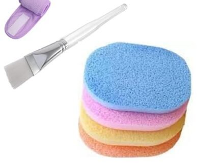 Face Pack Brush and Face Cleaning Sponge Combo Facial Mask Brush Facemask Applicator Brush Cosmetic Foundation Makeup Brush for Men and Women