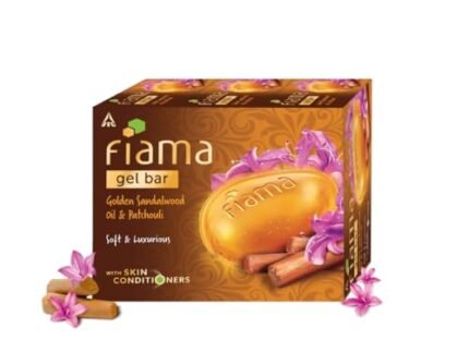 Fiama Gel Bathing Bar Golden Sandalwood Oil and Patchouli with Skin Conditioners for Moisturized, Soft and Luxurious Skin, 375g (125g – Pack of 3), Soap for Women & Men, For All Skin Types