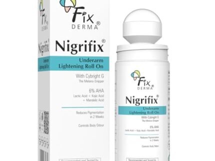 Fixderma Nigrifix Underarm Roll on with 6% AHA, Lactic Acid & 1% Mandelic Acid & Kojic Acid | Brightens Skin & Exfoliates Underarm | For All Skin Type, Men & Women – 60ml