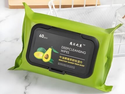 Fresh Clean Glow makeup remover wipes 60 pcs Wet Wipes for Face Avocado plant extract-Super Soft Face Wipes with Gentle Cleansers