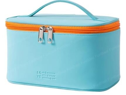 FunBlast Cosmetic Bags for Women – Women Makeup Travel Organizer Toiletry Kit Bag with Handle, Bathroom Bag, Shaving Kit Bag, Cosmetics, Make up Accessories Vanity Bag for Womens (Blue)