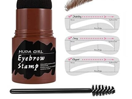 GIRL BEAUTY Eyebrow Stamp Stencil Kit, One Step Brow Stamp Makeup Powder, Reusable Eyebrow Stencils Shape Thicker and Fuller Brows, Waterproof Long Lasting (Light Brown)