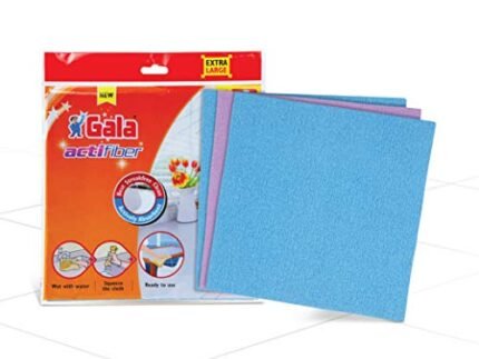 Gala Actifiber Kitchen Sponge Cloth for Table Tops and Glass Wipe (Combination of Microfiber and PVA Cloth) 3 Pcs,Multicolor