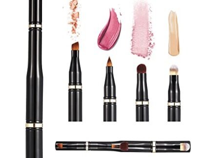 Gleva 4 in 1 Makeup Brush Set - Portable Travel Foundation Powder Brush With Detachable Eyeshadow, Face Concealing, Lip, and Eyebrow Liner for Blending Liquid and Flawless Powder Cosmetics
