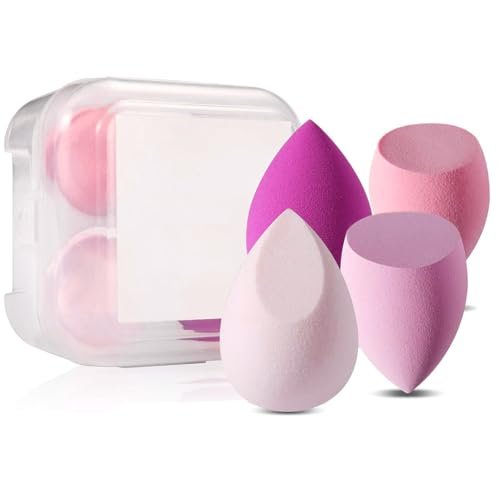 Gleva 4Pcs Makeup Blender Sponge Set, Soft Egg Shaped Blending Puff For Flawles Makeup, Blender for Liquid Foundation, Cream, Powder, Wet And Dry Makeup Applicator For Girls, Women (Pink) Gleva 4Pcs Makeup Blender Sponge Set, Soft Egg Shaped Blending Puff For Flawles Makeup, Blender for Liquid Foundation, Cream, Powder, Wet And Dry Makeup Applicator For Girls, Women (Pink)