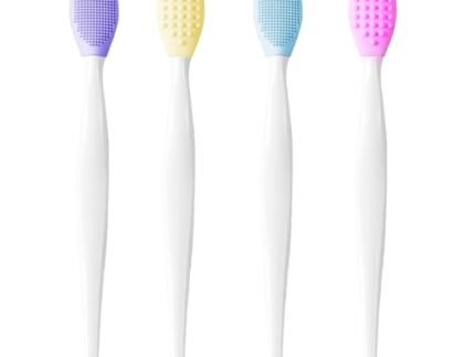 Gleva Silicone Skincare Exfoliator – Deep Cleaning Blackhead Remover, Facial Cleansing & Face Scrubber Brush, Double-Sided Soft Lip/Nose Brush for Smoother and Fuller Appearance (Pack of 4)