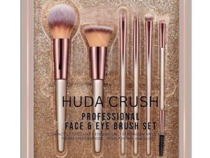 HUDA CRUSH 6 Pcs Makeup Brush Set for Women & Girls | Professional Foundation, Blush, Powder & Lip Brushes | Soft Bristles, Easy Grip Handles, Travel-Friendly Beauty Tools