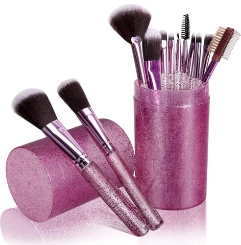 HUDACRUSH Beauty Glittery 12Pcs Professional Make Up Brush with a Storage Case| For Foundation, concealer, Powder, Eyeshadow, Lipliner Etc, For Women (Glitter Pink) HUDACRUSH Beauty Glittery 12Pcs Professional Make Up Brush with a Storage Case| For Foundation, concealer, Powder, Eyeshadow, Lipliner Etc, For Women (Glitter Pink)