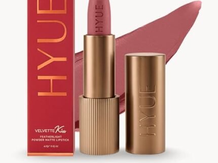 HYUE Velvette Kiss Matte Bullet Lipstick | Bare Affair | Feather Light & Powder Finish | Long-Wear Intense Color | With Jojoba, Almond & Gooseberry | Smudge-Proof, Travel-Friendly, Precision Tip