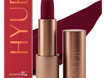 HYUE Velvette Kiss Matte Bullet Lipstick | Cherry Licious | Feather Light & Powder Finish | Long-Wear Intense Color | With Jojoba, Almond & Gooseberry | Smudge-Proof, Travel-Friendly, Precision Tip